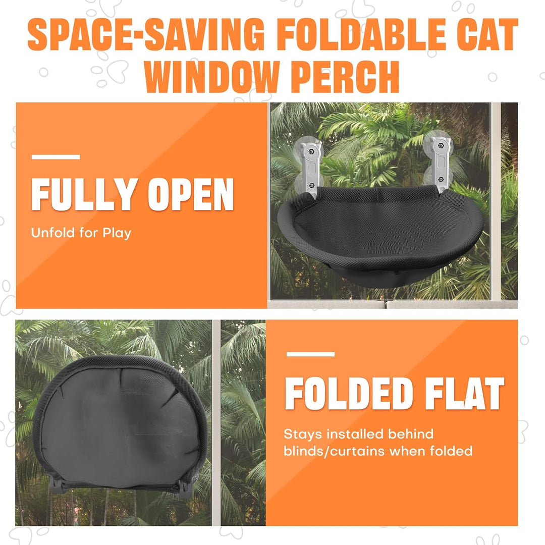 Homegroove Katzenfenster-Sitzplatz, 45 x 30 Zentimeter Faltbare Katzenhängematte für Fenster mit sta