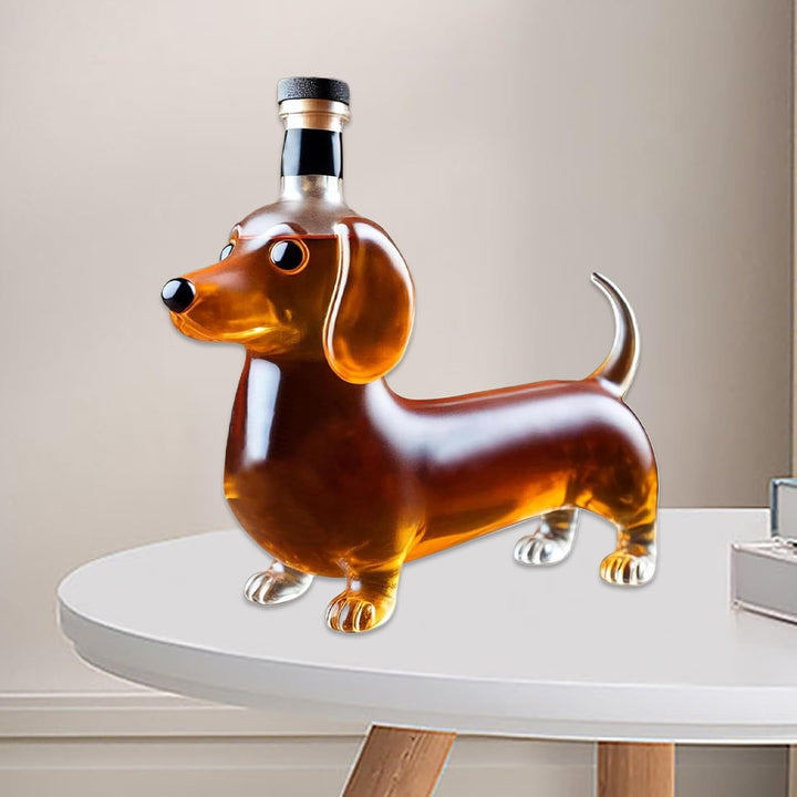 Whiskey Glasflasche - Lustige Whiskey Glasflasche Dackel Form - Dekorative Dekanter Tier Statue Wein
