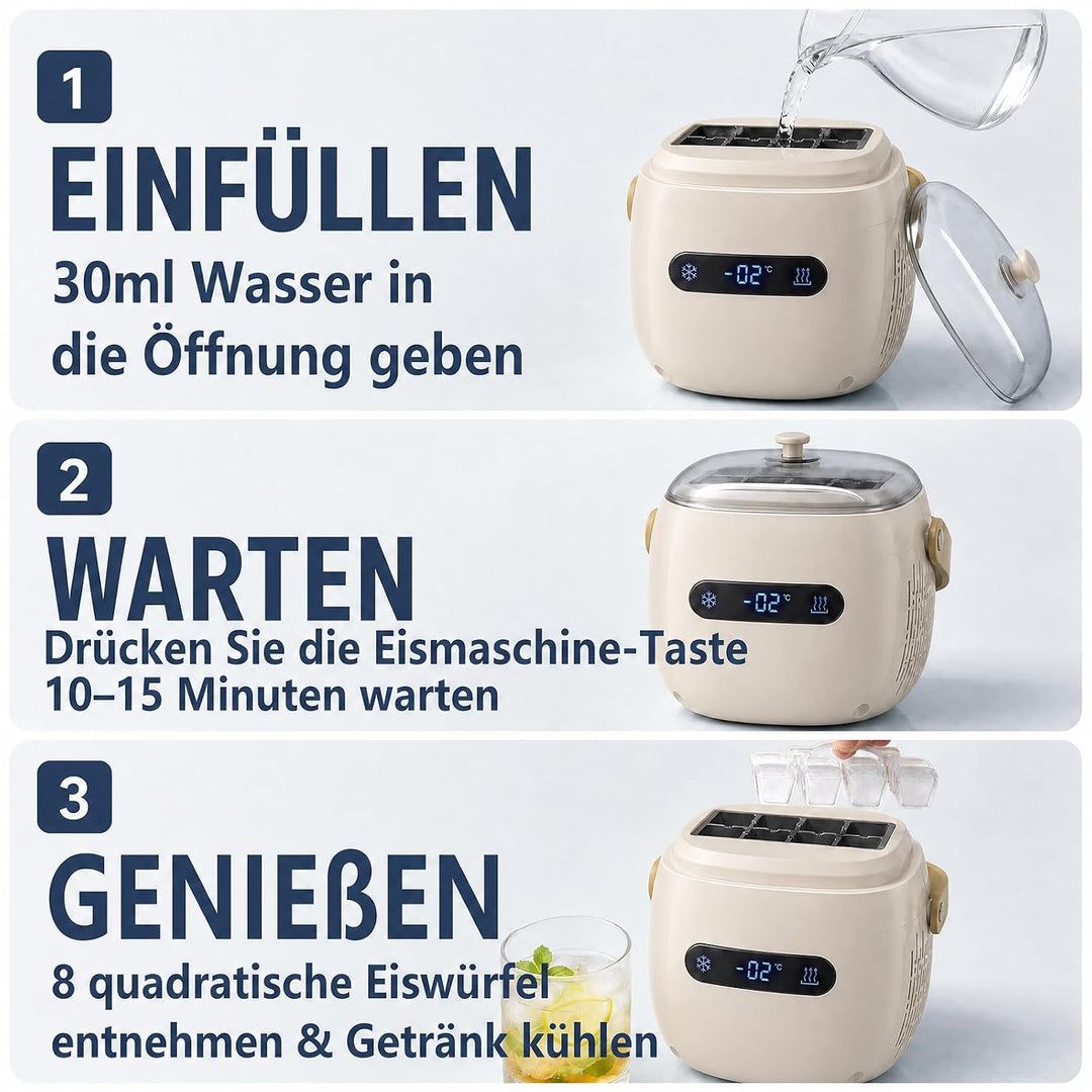 Tragbarer Ice Maker Mini Eiswürfelmaschine 12V &amp; 230V Aprikose 1, Aprikose 1