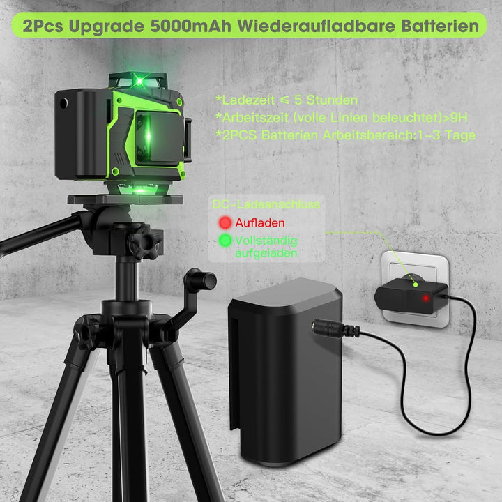 Kreuzlinienlaser Grün 16 Linien Nivellierlaser, 4 x 360 ° Laser wasserwaage, linienlaser kreuzlaser