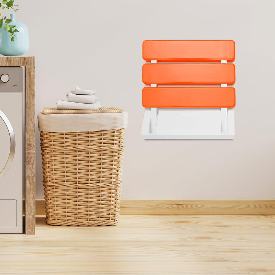 Klappbarer Wandstuhl Duschsitz Duschklappsitz Wandklappstuhl 32 x 34 x 10 cm blau/gelb/orange-rot fü
