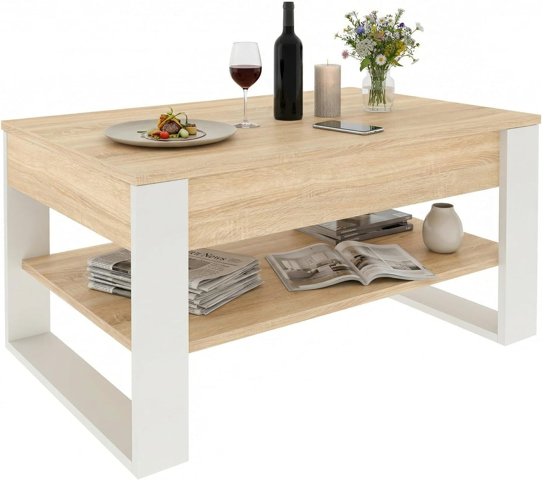 Couchtisch höhenverstellbar mit Stauraum - Couchtische - Wohnzimmertisch klappbar - höhenverstellbar
