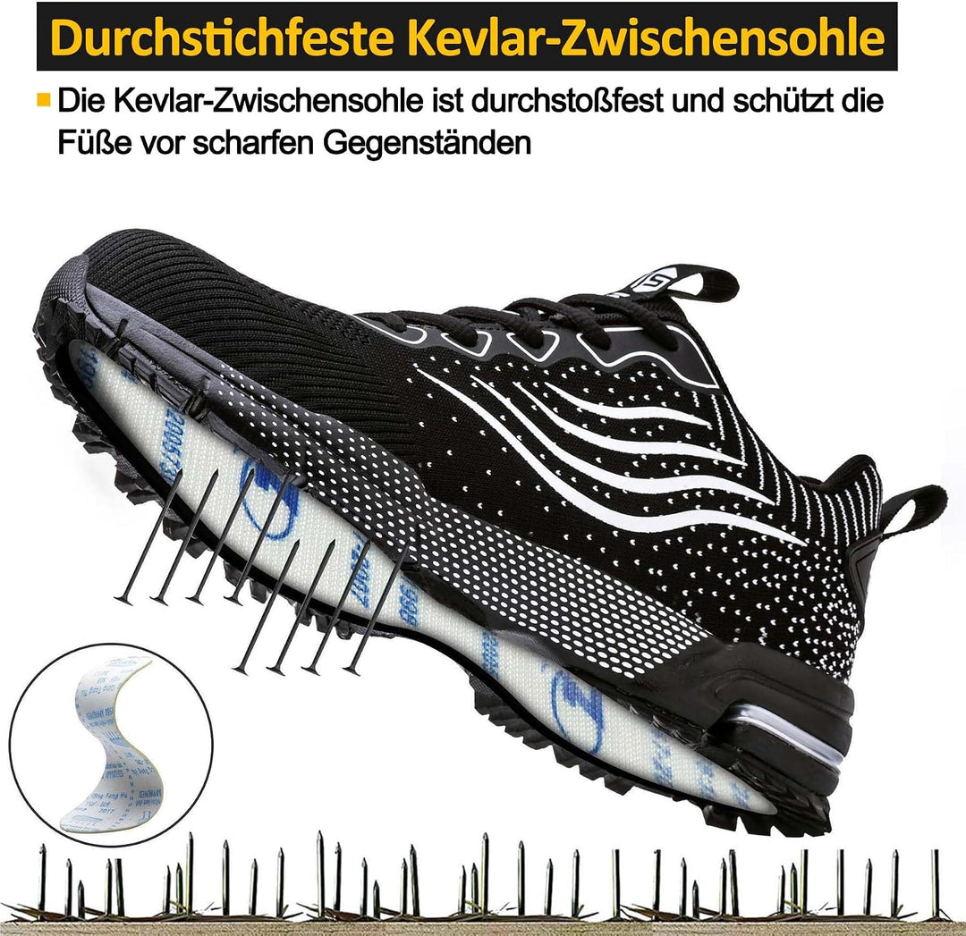 CYKYGGO Arbeitsschuhe Herren Sicherheitsschuhe Damen Leicht Sportlich Stahlkappe mit Dämpfung Stahlk