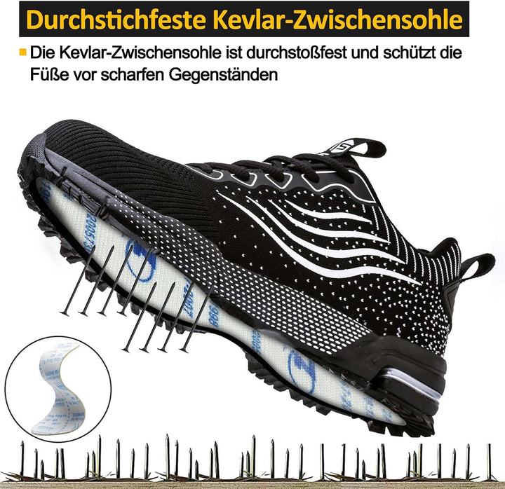 CYKYGGO Arbeitsschuhe Herren Sicherheitsschuhe Damen Leicht Sportlich Stahlkappe mit Dämpfung Stahlk