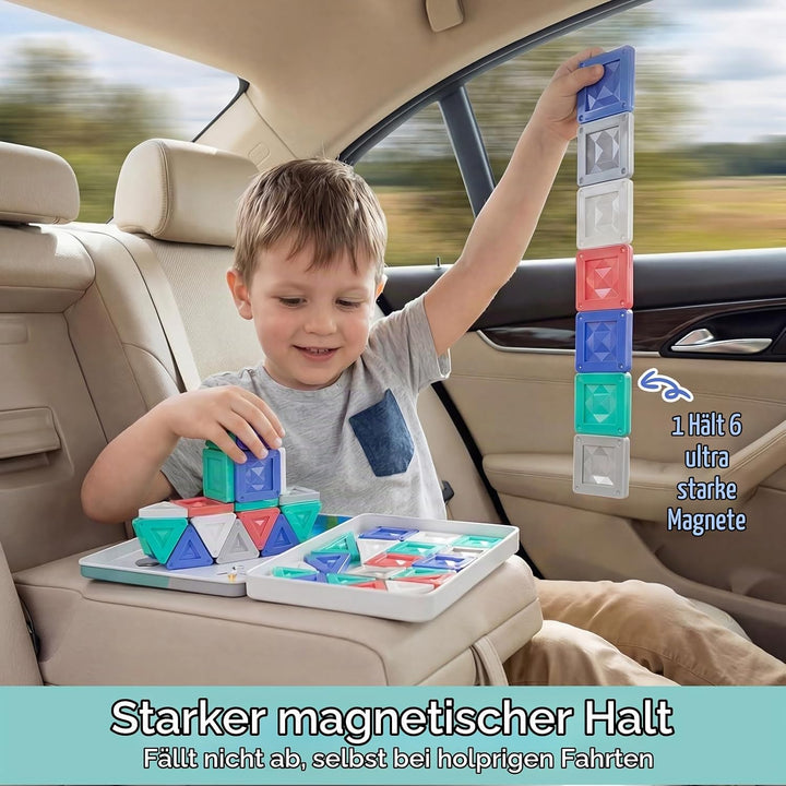 Magnetische Bausteine Reisespielzeug ab 3 Jahre 40pcs Montessori Magnetbausteine Lernspielzeug mit t
