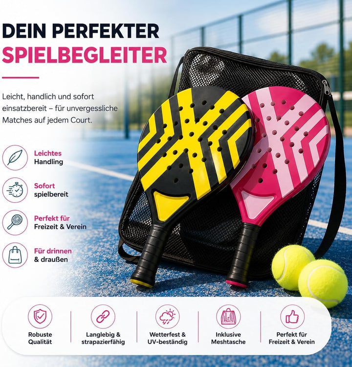 Padel Schläger Erwachsene Profi Racket Padelschläger Set mit Meshtasche Tennis Schläger für Anfänger