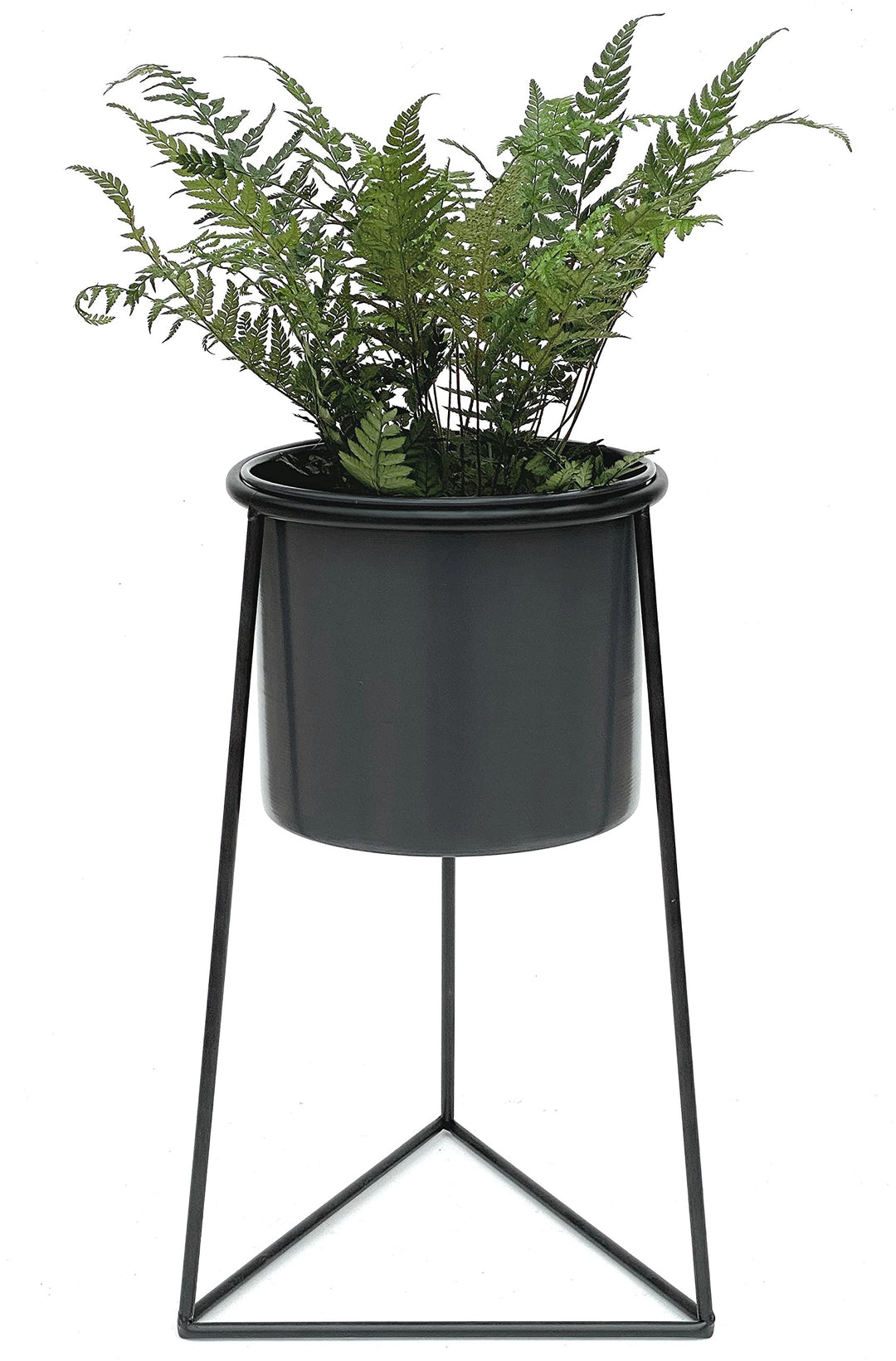 DanDiBo Blumenhocker mit Topf Metall Schwarz L 45 cm Blumenständer 96052 Blumensäule Modern Pflanzen