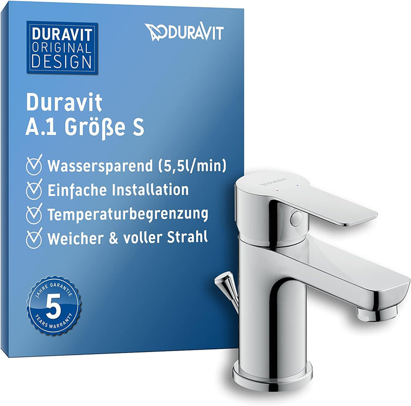 Duravit A11010 A.1 Einhebel-Waschtischmischer, Chrom mit Zugstangen-Ablaufgarnitur