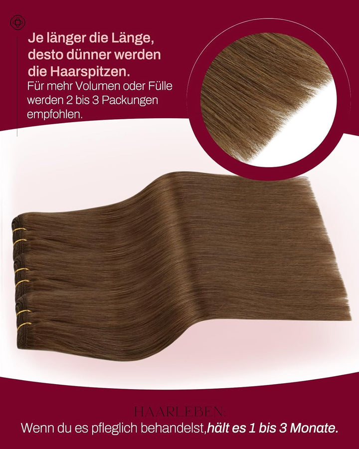 Moresoo Tressen Extensions Echthaar 45 cm Haartressen Echthaar Double Weft Sew in Hair Extensions He