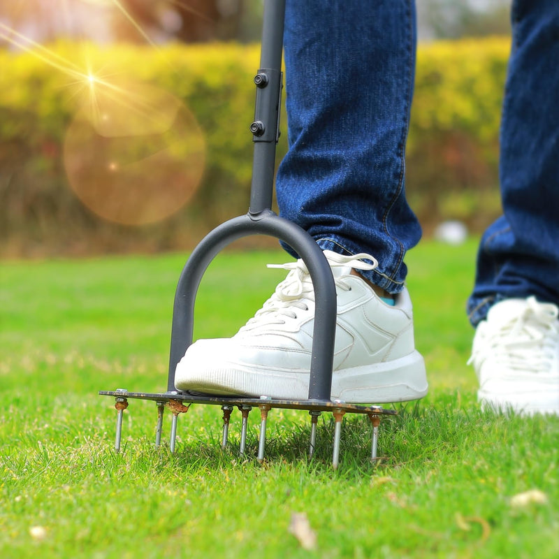 Ohuhu Rasenlüfter mit Spikes Aerifizierer für Rasen, Rasenlüfter Vertikutierer Rasenbelüfter für ver