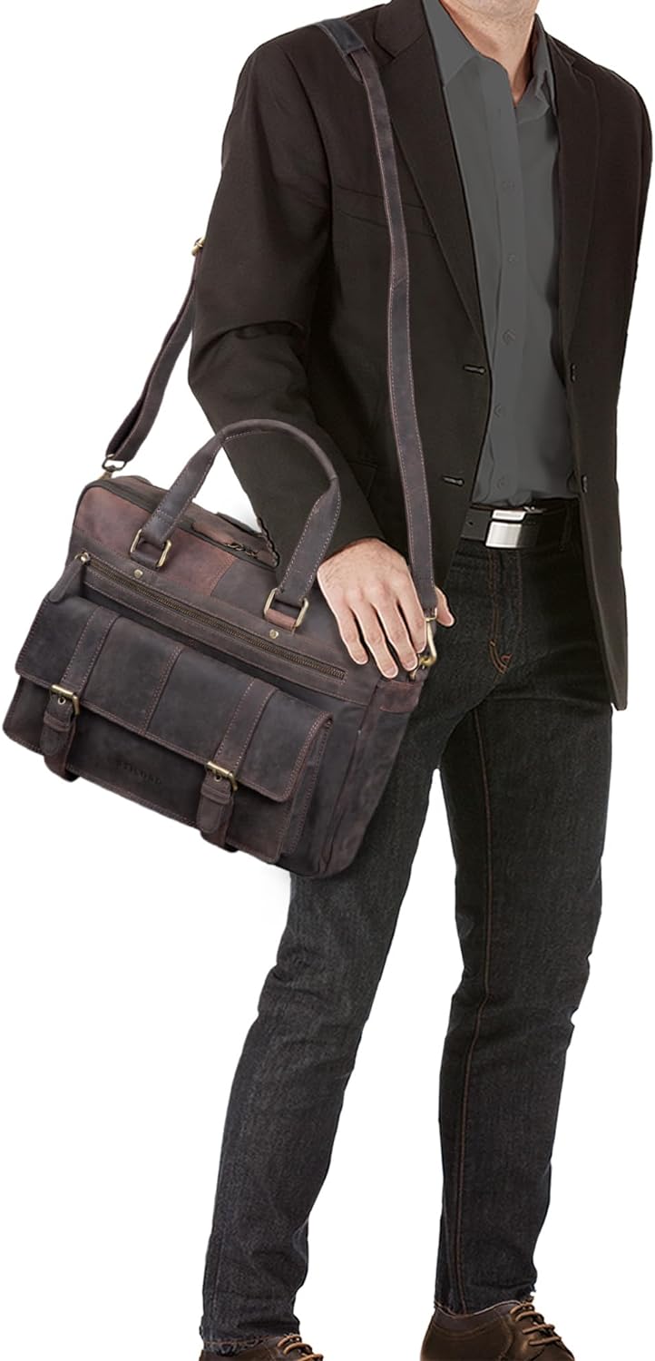 STILORD 'Alvaro' Vintage Businesstasche Echtes Leder Laptoptasche 15,6 Zoll Aktentasche Grosse Umhän