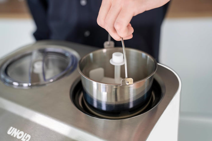 Unold 48830 Doppio Bianco Eismaschine, Speiseeisbereiter mit Kompressor inkl. 2 Eisbehälter (je 1,2