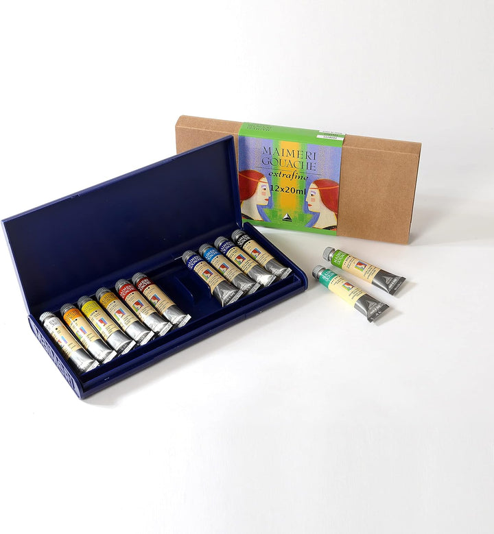 MAIMERI Gouache, Künstler Gouachefarbe, Kunststoffetui, Set, sortierte Farben, 12Stk - M2098335
