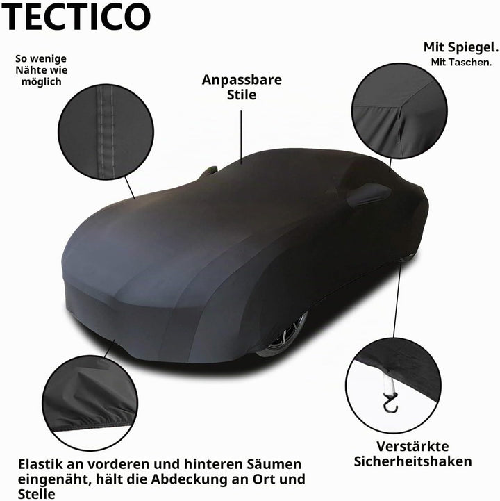 TECTICO Indoor Autoplane Elastisch Atmungsaktiv Staubschutz Weich Stretch Stoff Universal Autoabdeck