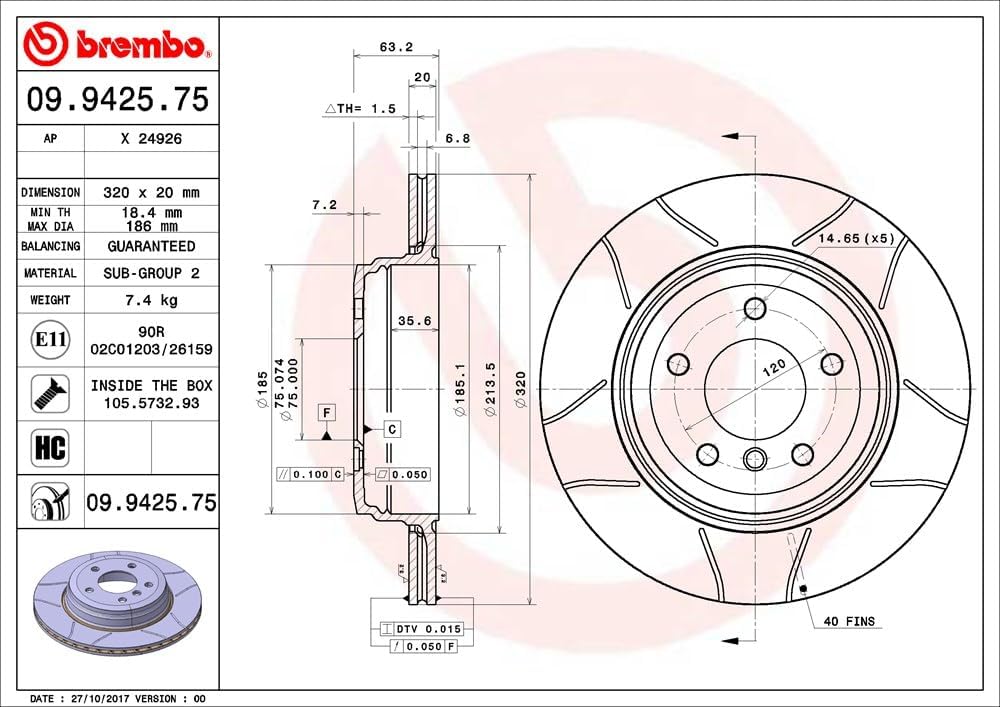 Brembo 09.9425.75 BREMBO MAX LINE Bremsscheibe - Paar