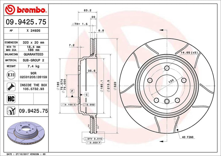 Brembo 09.9425.75 BREMBO MAX LINE Bremsscheibe - Paar
