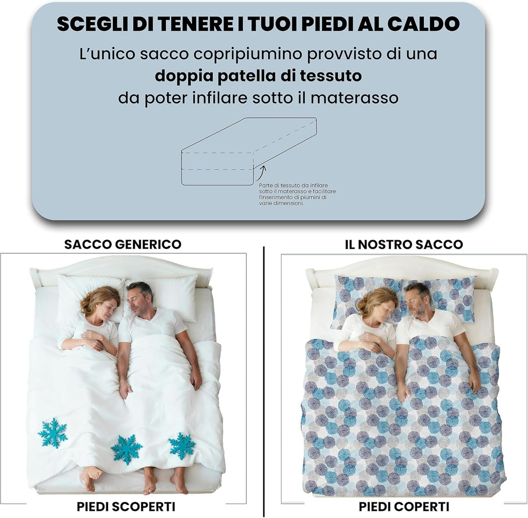 Italian Bed Linen Fantasy Bettbezug, Soffioni Blu, Doppelte