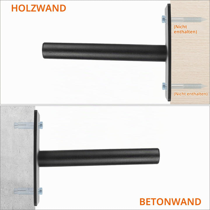 QWORK® 2 Stück Wandmontage Hantelscheiben Halterung, für 2.5 cm/3cm/5cm, Robuste Stahlkonstruktion H