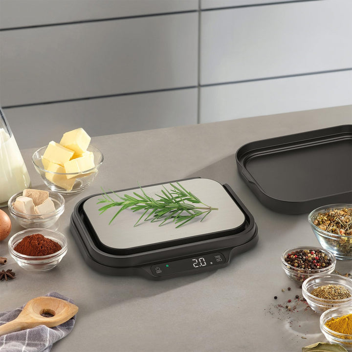 CASO KitchenDuo - 2 in 1 Küchenwaage inkl. Feinwaage, normale Wiegeskala 15kg in 1 g Schritten, Fein