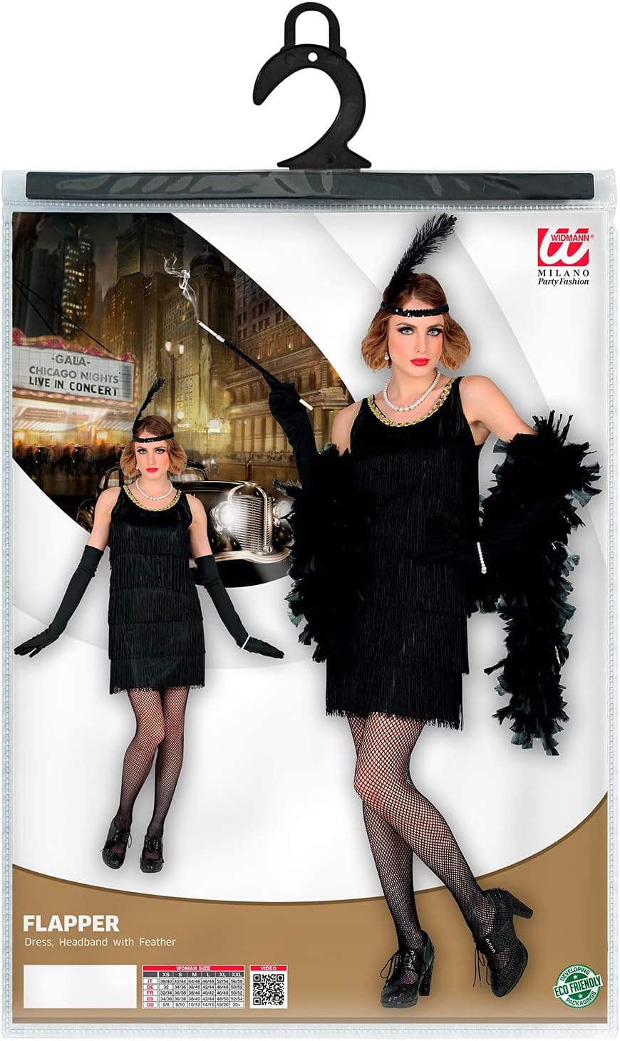 W WIDMANN MILANO Party Fashion - Kostüm 20er Jahre Charleston Flapper, Fransenkleid, Faschingskostüm