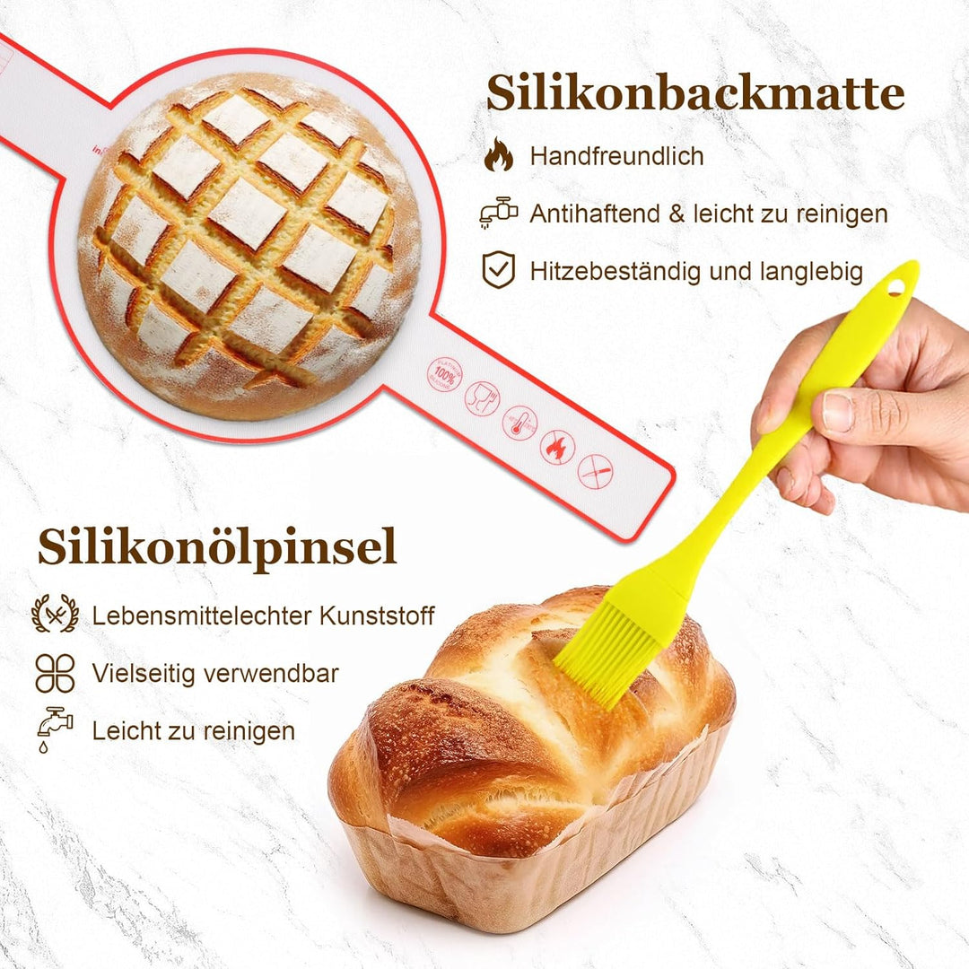 SHANNA GäRköRbchen, GäRkorb 15 Teilig, Sauerteig Starter Set, Brot Backen, GäRköRbchen Oval und Rund