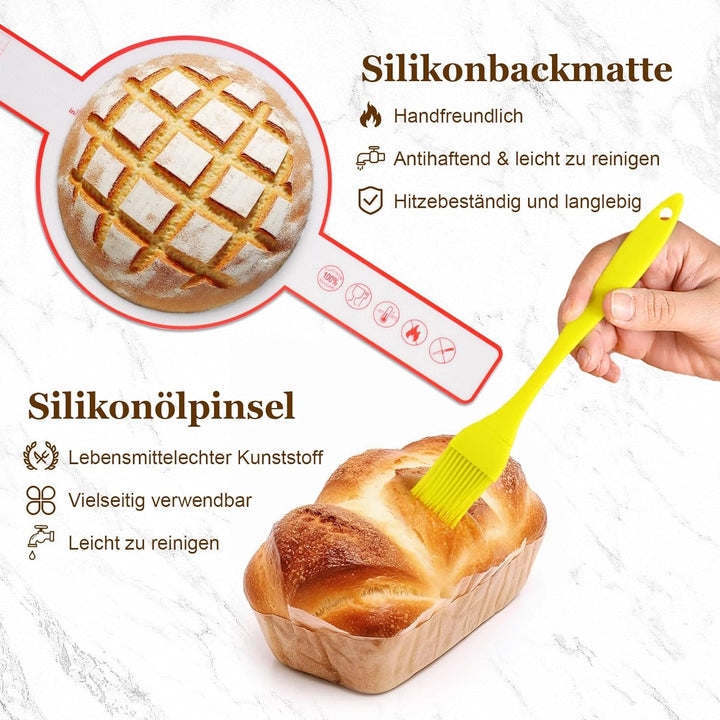 SHANNA GäRköRbchen, GäRkorb 15 Teilig, Sauerteig Starter Set, Brot Backen, GäRköRbchen Oval und Rund
