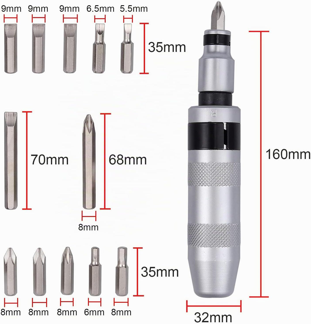 Justech 13stk 1/2" Schlagschrauber Hand Schlagschraubendreher Satz Handschlagschrauber Set Schrauben