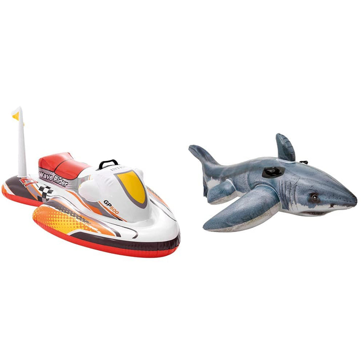 Intex 57520NP - Wave Rider Ride-On, 117 x 77 cm & Great White Shark - Aufblasbarer Reittier - 173 x