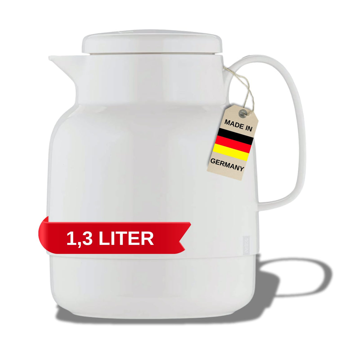 Helios Mondo Kunststoff-Isolierkanne, weiss, 1,3 Liter 1,3 Liter Weiss, 1,3 Liter Weiss