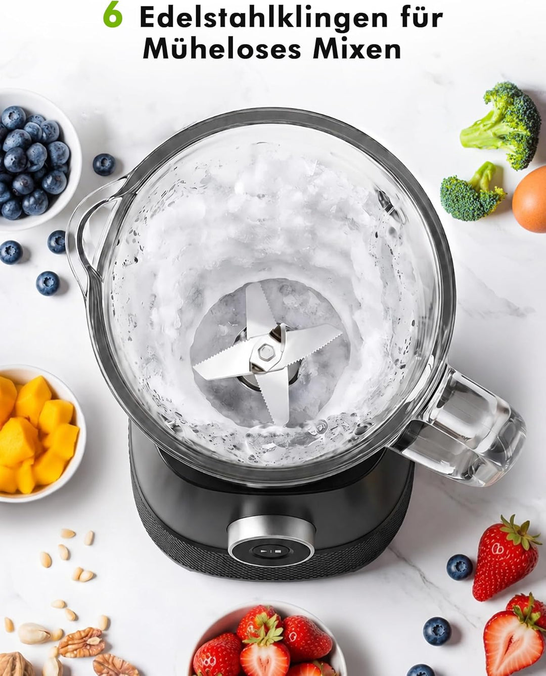 Mixer, Smoothie Maker, Standmixer, 1500 Watt Hochgeschwindigkeits Mixer Smoothie Maker mit 1,5L Glas