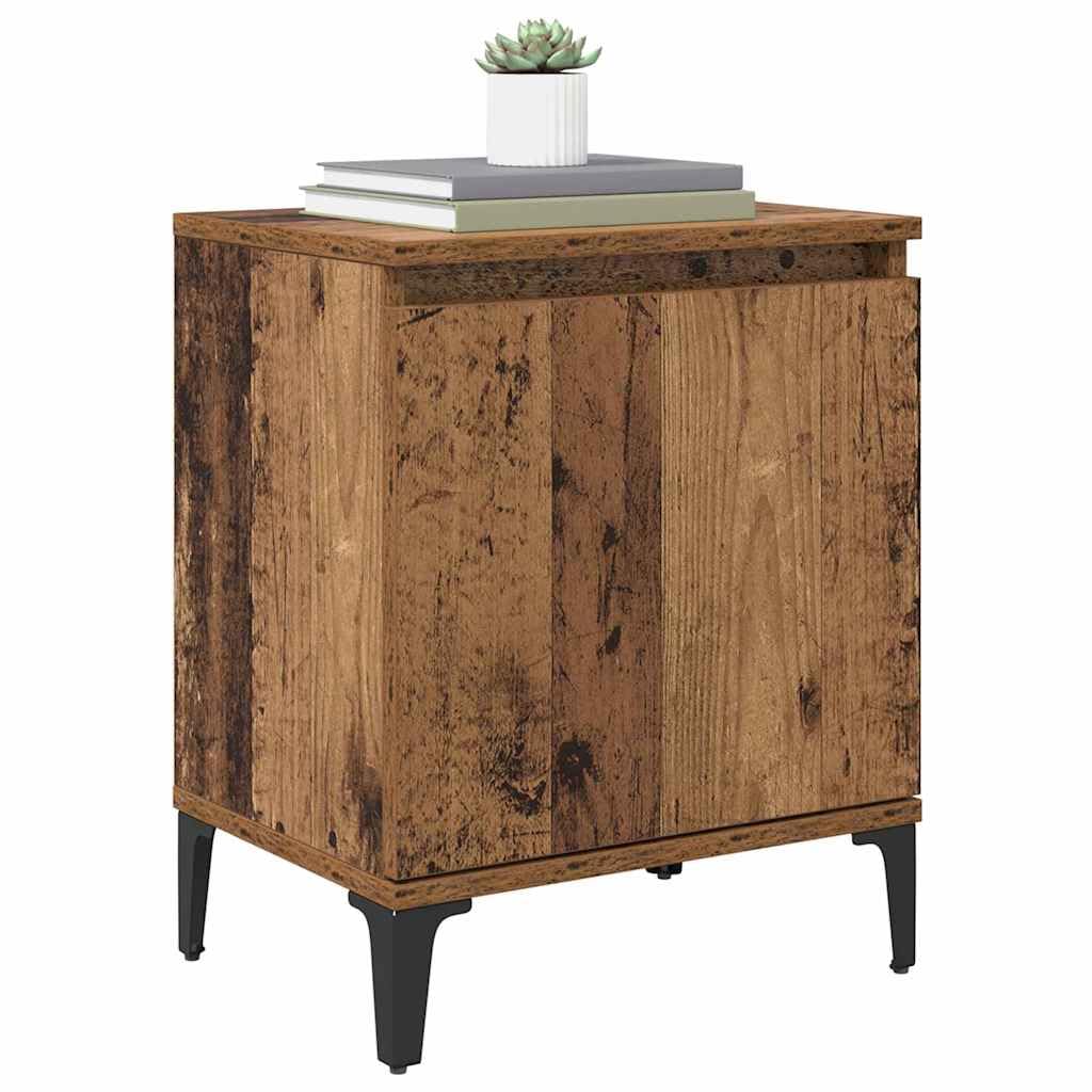 vidaXL Alter Holz Nachttisch Altes Holz Massivholz, Metall 40 x 30 x 50 cm, Altes Holz