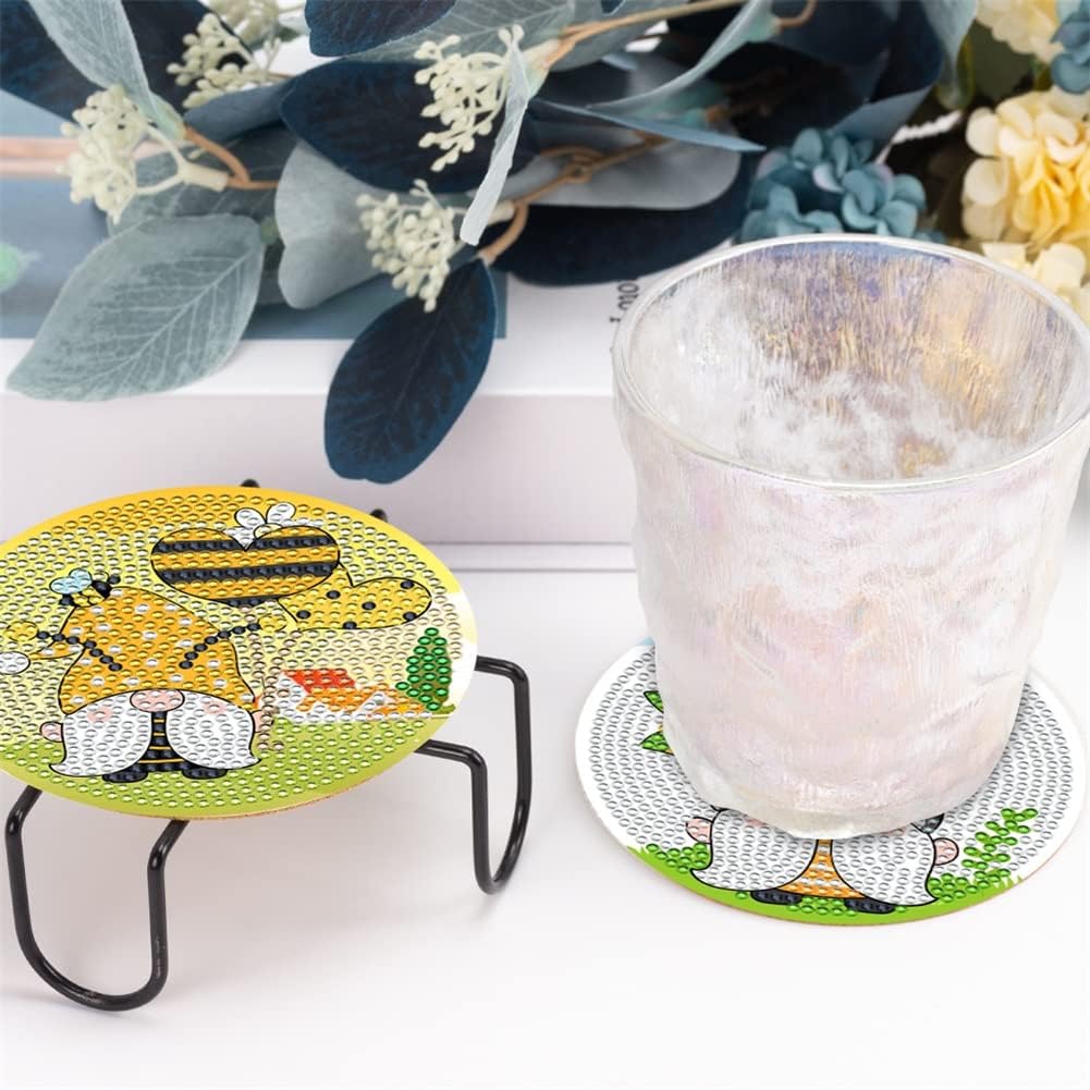 Diamond Painting Untersetzer, DIY Sonnenblume Diamant Malerei Glasuntersetzer mit Halter, rutschfest