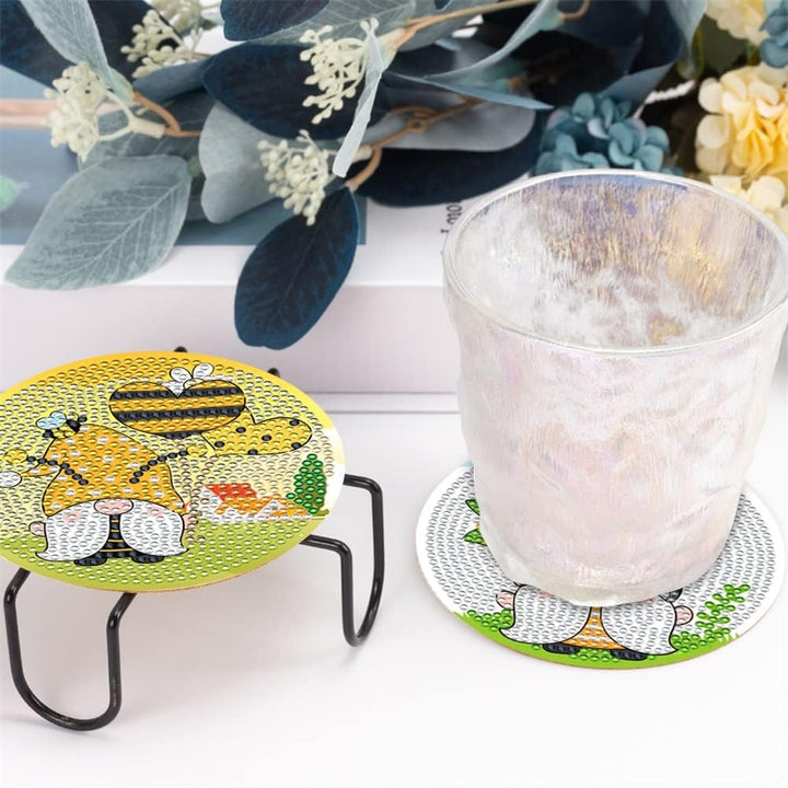 Diamond Painting Untersetzer, DIY Sonnenblume Diamant Malerei Glasuntersetzer mit Halter, rutschfest