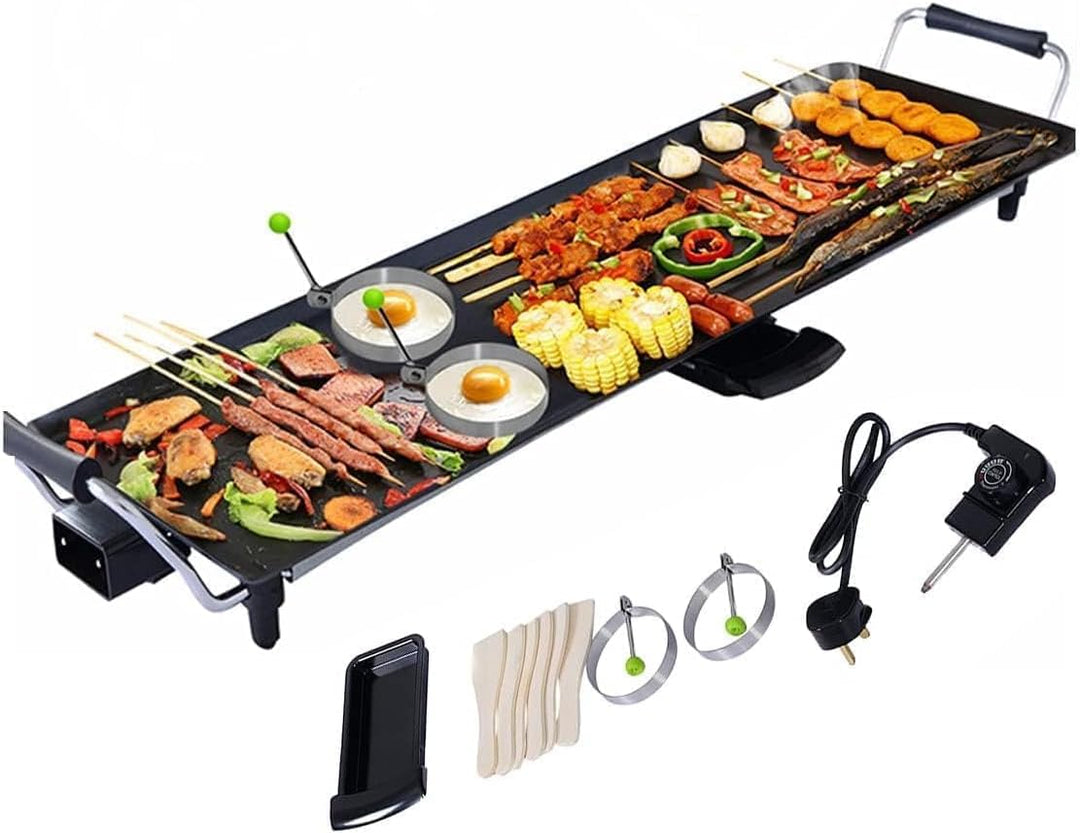 RELAX4LIFE Elektrische Grillplatte 1800W, Elektrogrill mit Antihaftbeschichtung, 90 x 23 cm, Tischgr