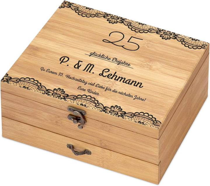 Maverton Weinöffner-Set personalisiert Weinset Sommelier Set - Geschenkbox Holzbox + 8er Weinzubehör