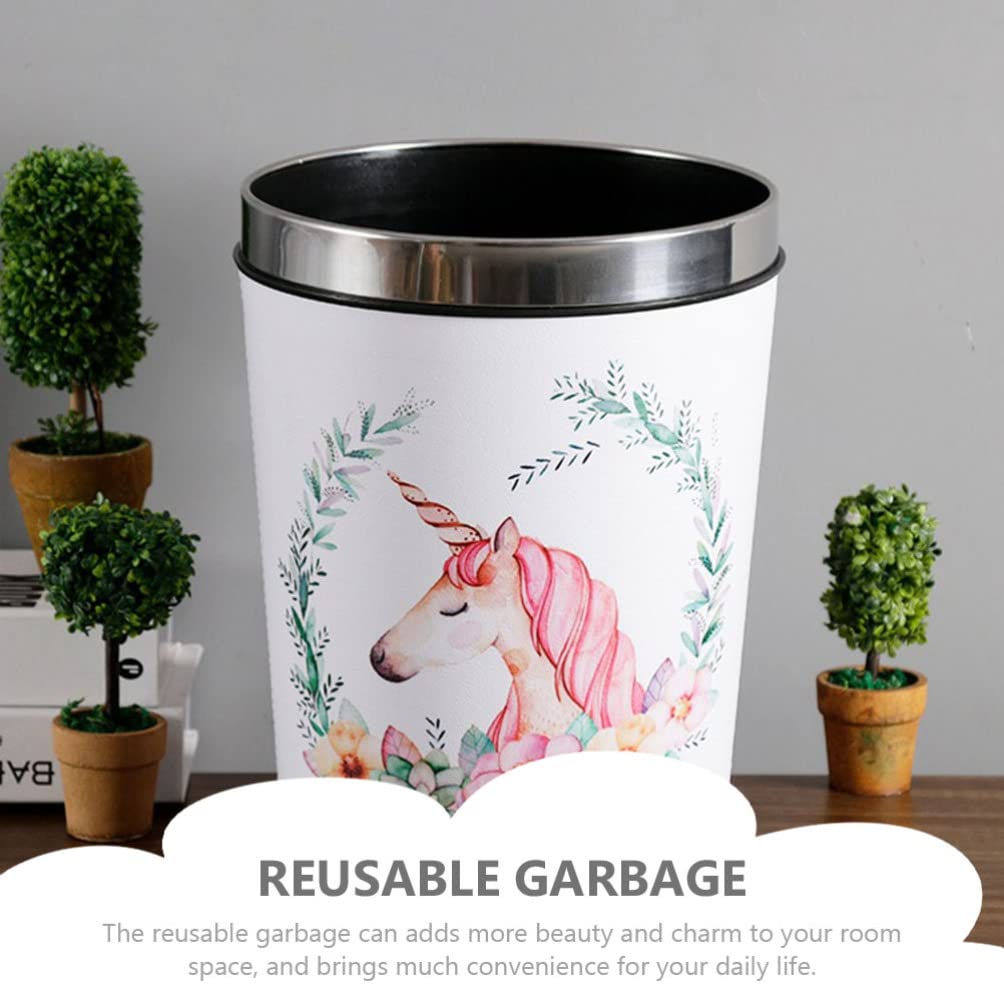 Alipis Cartoon-mülltonne Mülleimer Aus Leder Einhorn-recyclingbehälter Büro-mülleimer Für Die Nähe D