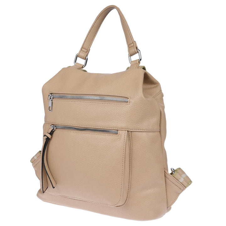 Christian Wippermann grosser Damen City Rucksack Tasche Body Bag Leder Optik Schultertasche Khaki, K
