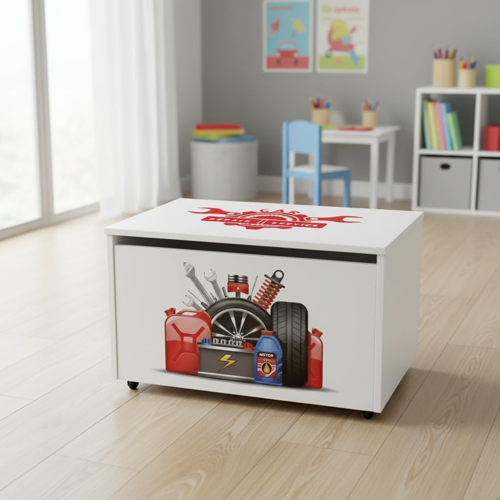 Leomark grosse Holzspielzeugkiste auf Rädern, Sitzbank mit Stauraum, Spielzeugkiste mit Deckel, XXL