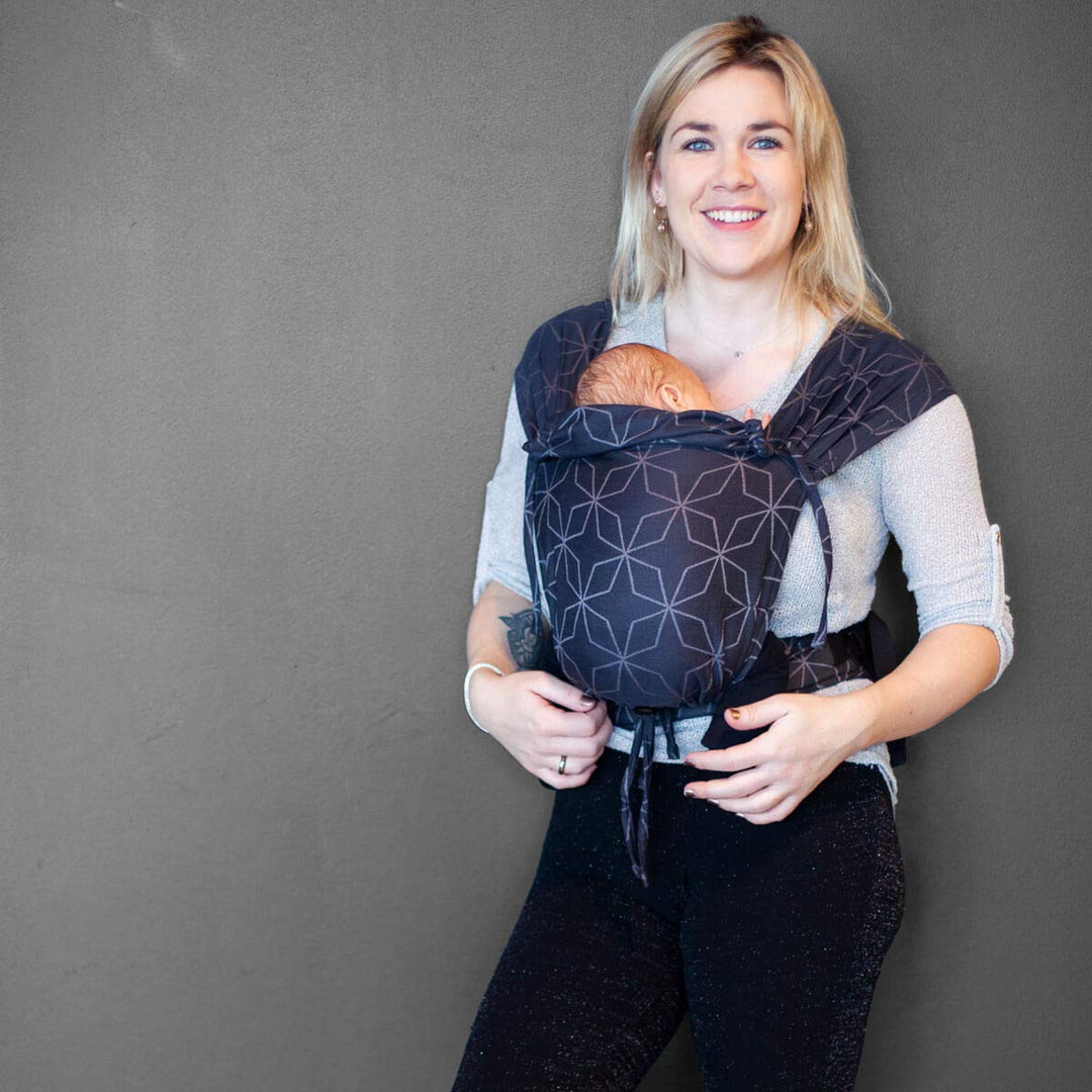 Hoppediz Babytrage Primeo, für Neugeborene ab Geburt, Bauchtrage, Rückentrage, 100% Bio-Baumwolle, M