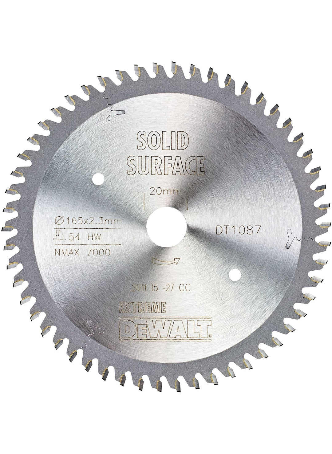 Dewalt Kreissägeblatt Extreme für Tauchkreissägen DT1087 (165/20, 54 Zähne, TFZ, 0°, für extra feine