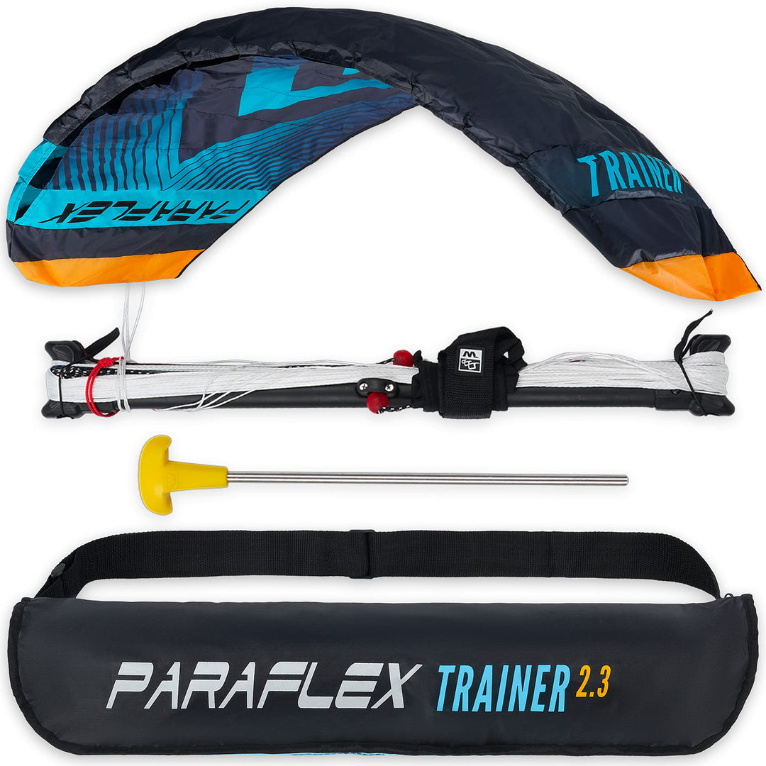 Wolkenstürmer® Paraflex Trainer 3-Leiner Lenkmatte 2.3 (türkis) - „Ready to Fly“ Kite Drachen inkl.