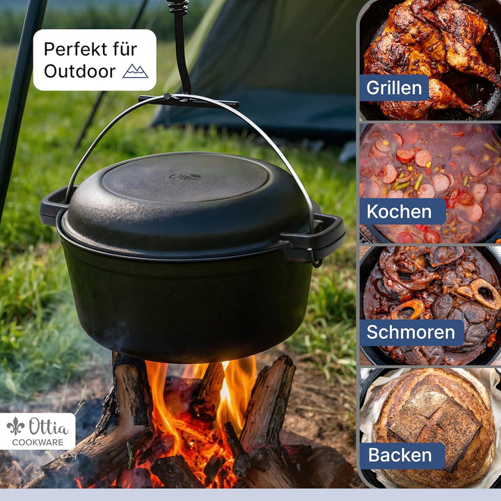 Ottia reiner Gusseisen Topf, zum Brot Backen, Brottopf, Brotbacktopf, Schmortopf, Brotbackform mit D