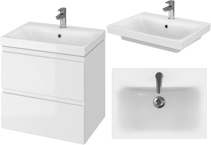 VBChome Badmöbel 80 cm Weiss mit Armatur und Pop-up ventil Waschbecken mit Unterschrank Waschtisch 2