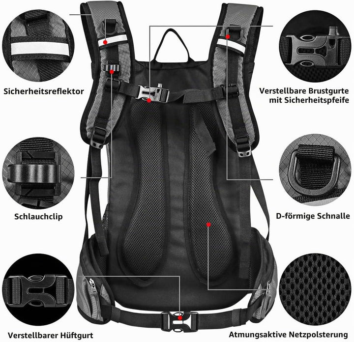 Lunidry Trinkrucksack Fahrradrucksack mit Trinkblase 2L Wasserdicht Sportrucksack, 20L Hydration Ruc
