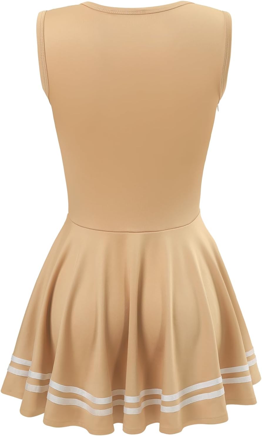 LittleForBig Damen Seidiger Ärmellose Overall Cheer Sissy Bodycon Mini Kleid Rock, 3XL Braun