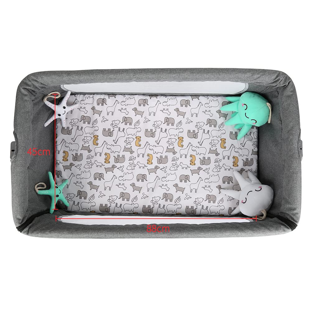 3 in 1 Babybett Höhenverstellung und Neigungsverstellung mit Bremse Stubenwagen Beistellbett Baby,Ba