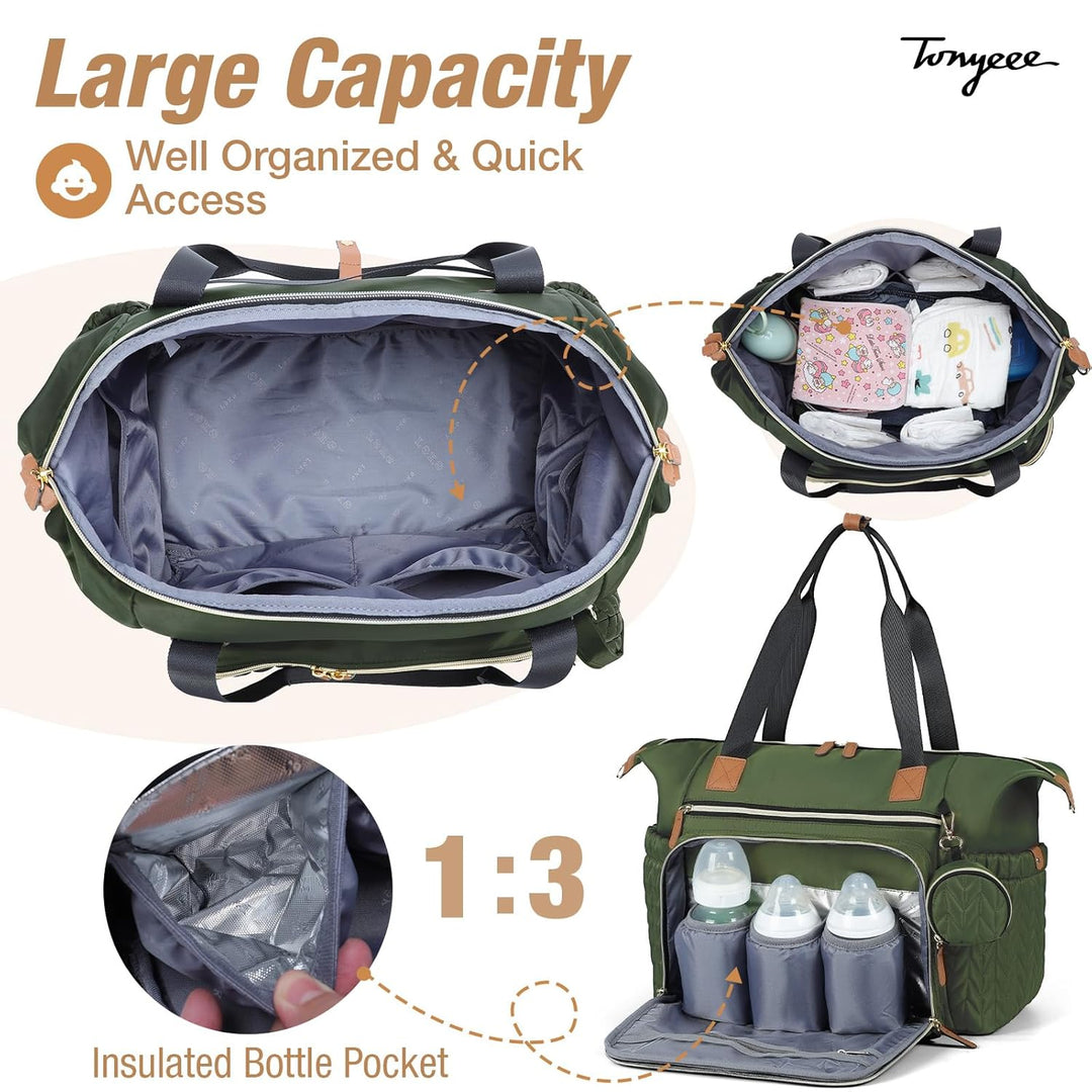Tonyeee Wickeltasche mit Schnullertasche und Wickelunterlage, Wickelrucksack Multifunktions-Babytasc