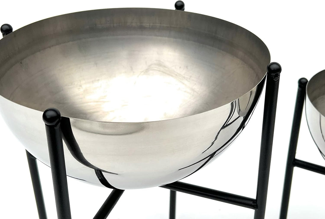 DanDiBo Blumenhocker Metall mit Topf Schwarz Silber 2er Set Blumenständer 96257 Blumensäule Modern P