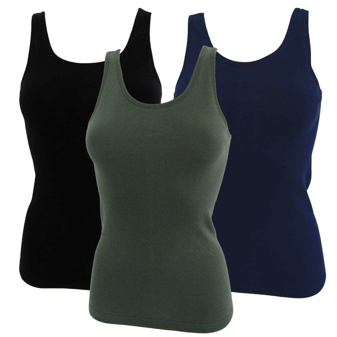 HERMKO 1310 3er Pack Damen Basic Tank Tops - 100% Bio-Baumwolle in Feinripp - Langlebig und Formbest