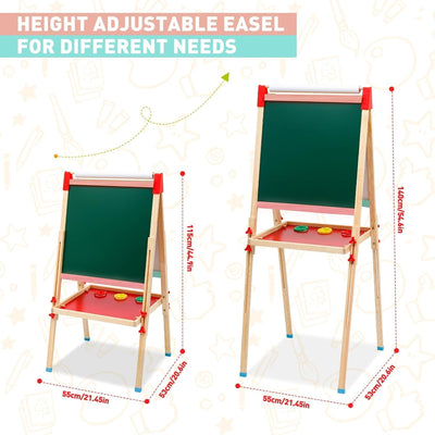 Maycoly Kinder Staffelei mit Papierrolle doppelseitiges Whiteboard und Kreidetafel Holz Kunst Staffe
